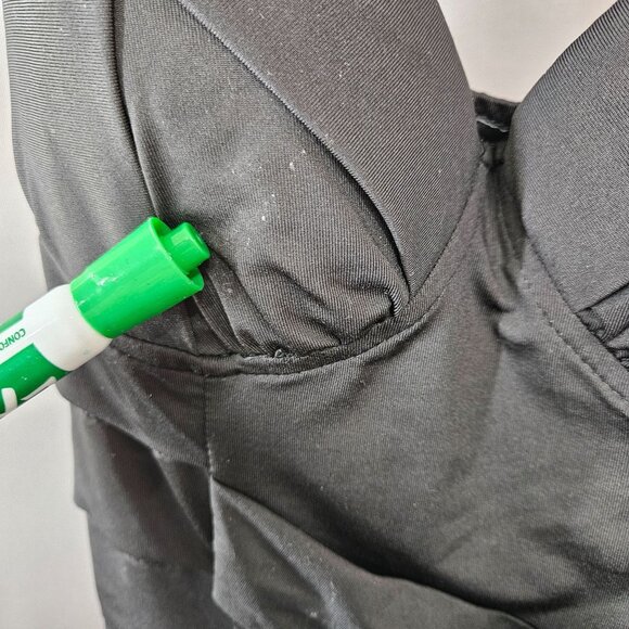 XXI Mini Body Con Dress M Black Layered Ruffle Adjust Shoulder Halter Padded Cup - Picture 4 of 12